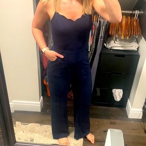 Market and Spruce Women’s Chandelle Scallop detail Navy Jumpsuit